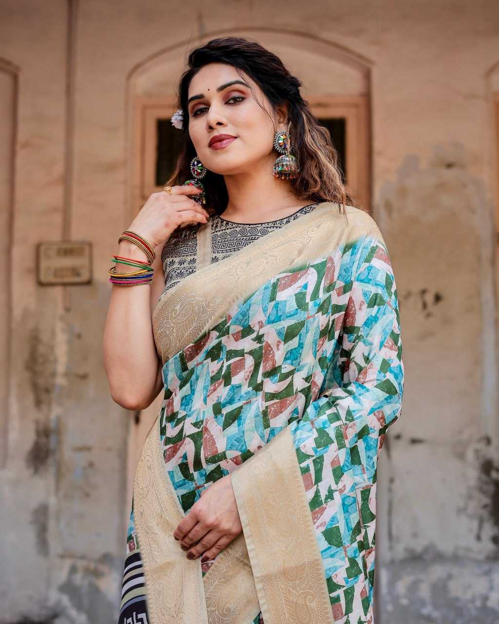 Sea Blue Pure Silk Saree