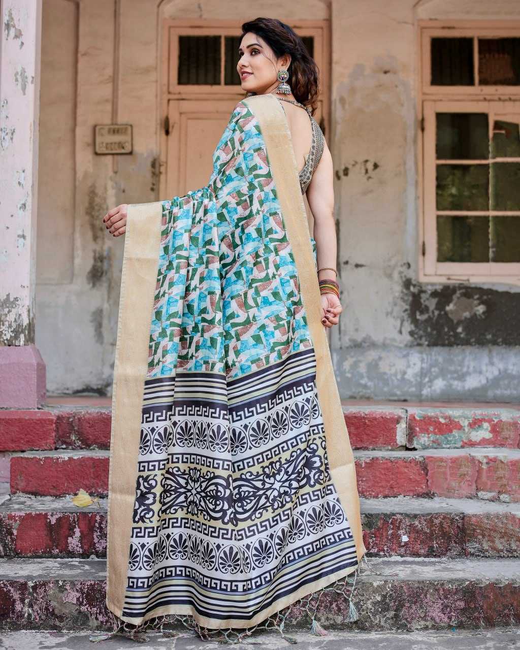 Sea Blue Pure Silk Saree