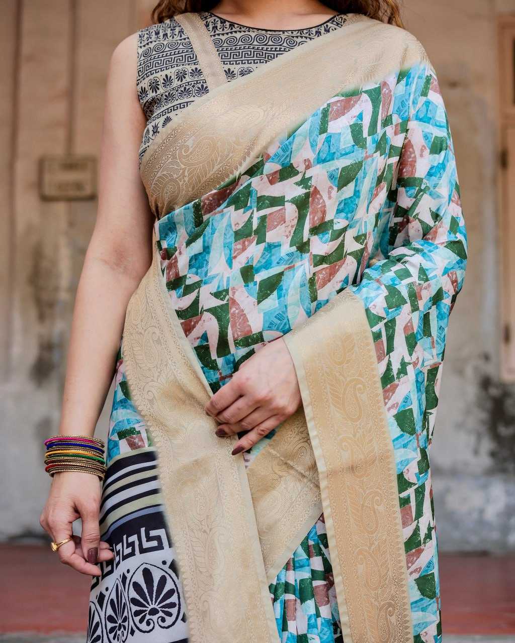 Sea Blue Pure Silk Saree