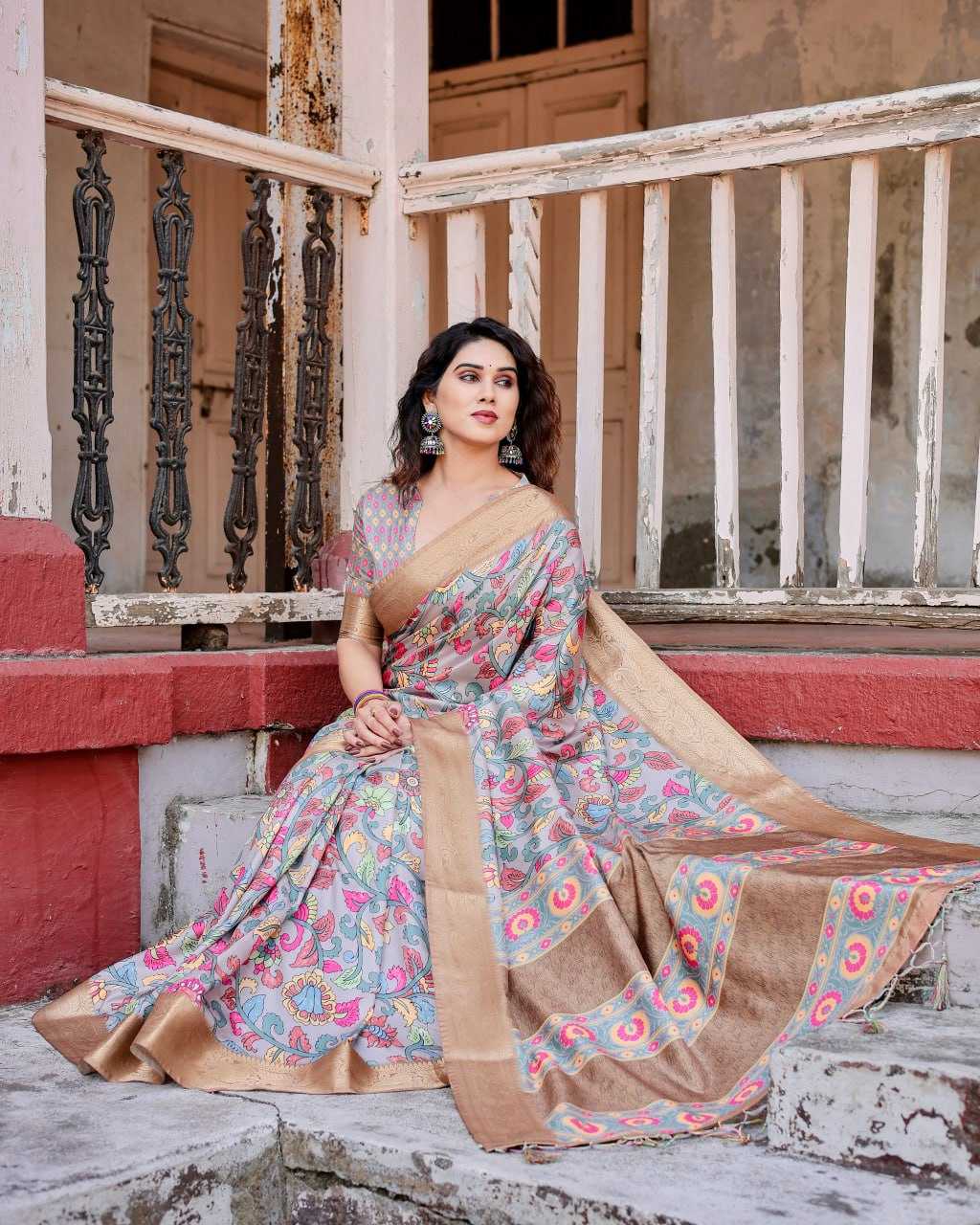 Multi Color Pure Silk Saree