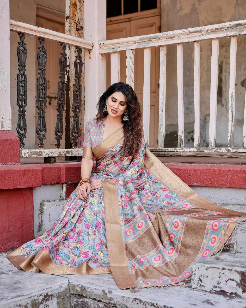 Multi Color Pure Silk Saree
