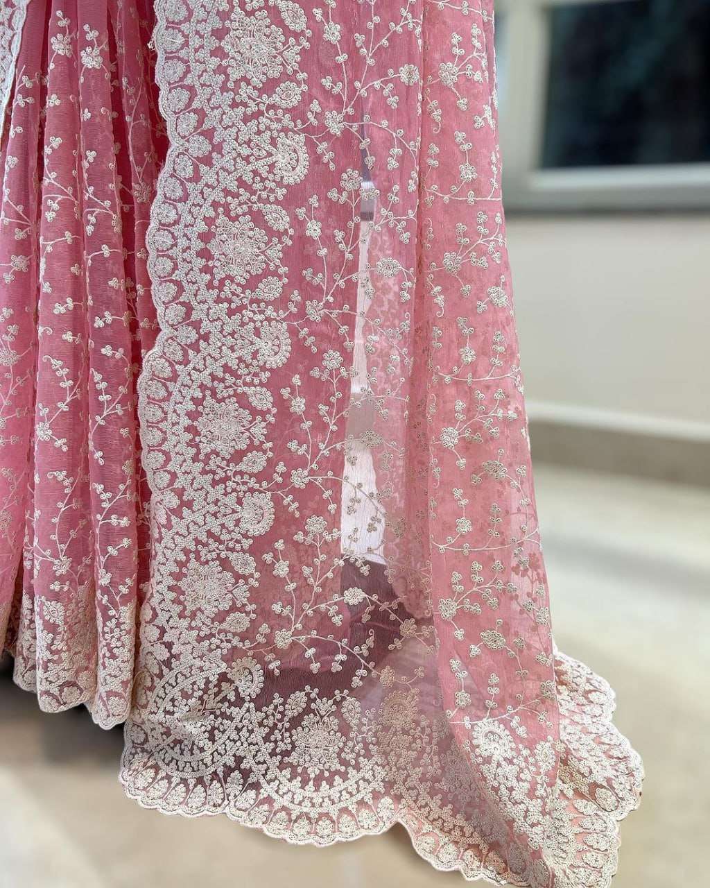 Stylish Shimmer silk Saree With Sequin Work