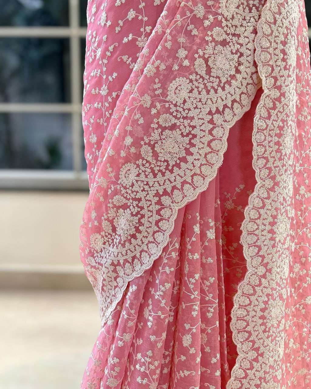 Stylish Shimmer silk Saree With Sequin Work