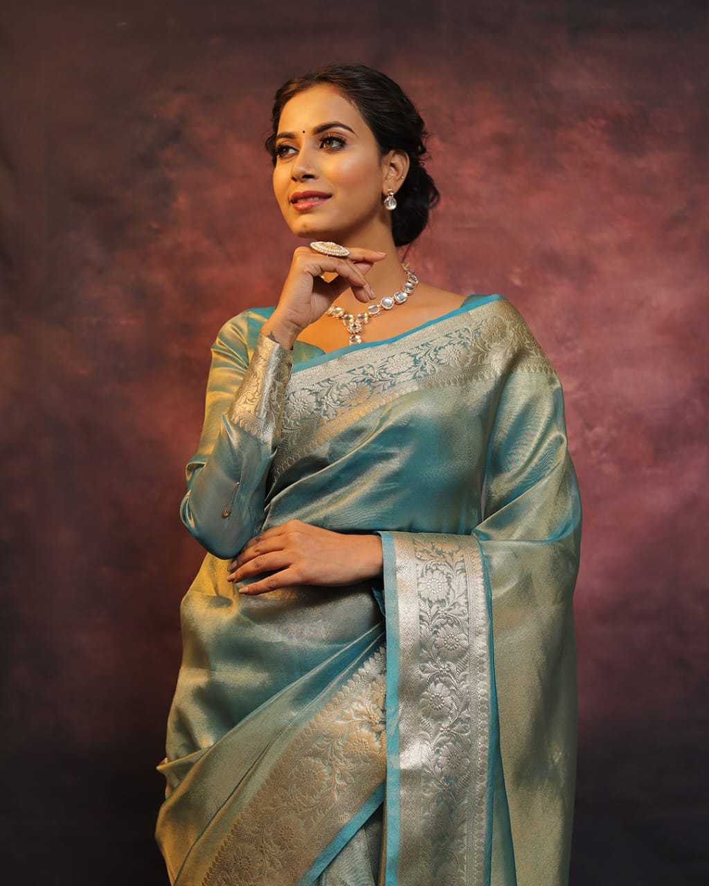 Premium Banarasi Soft Dual Tone Tissue Silk Saree