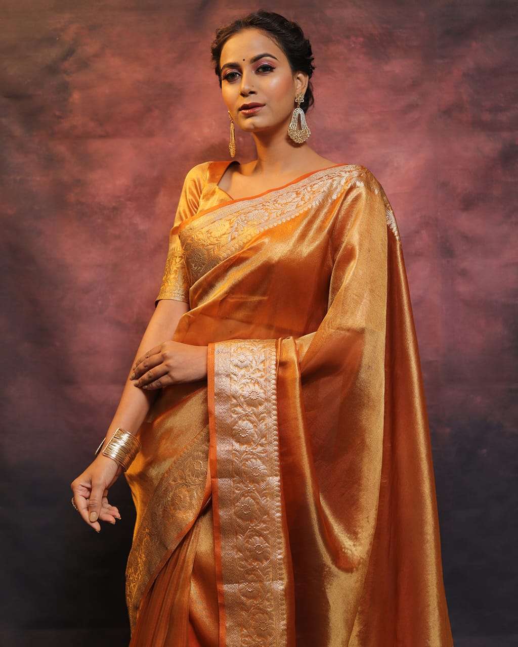 Premium Banarasi Soft Dual Tone Tissue Silk Saree
