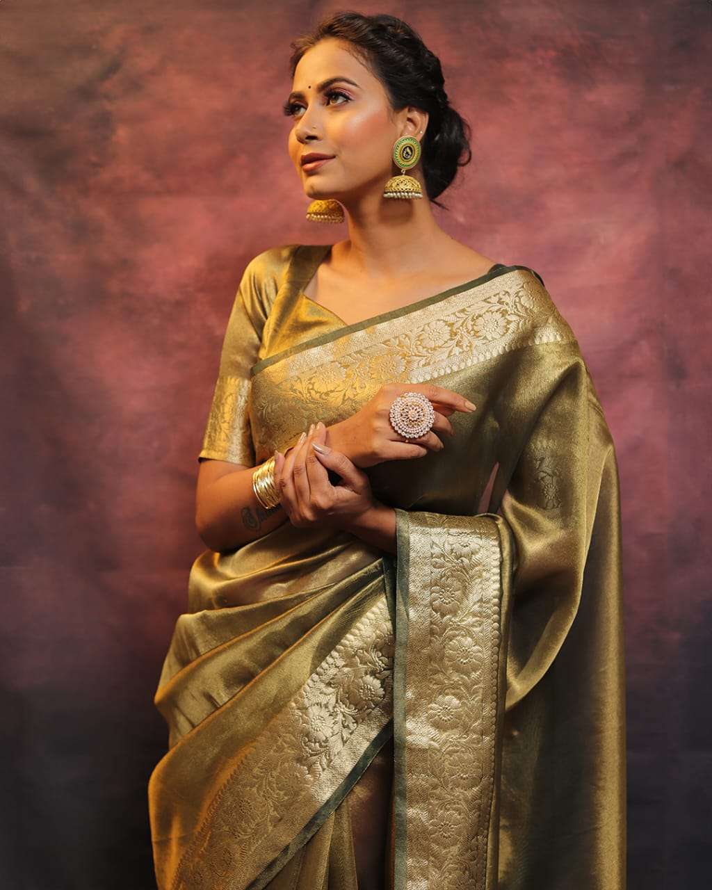 Premium Banarasi Soft Dual Tone Tissue Silk Saree