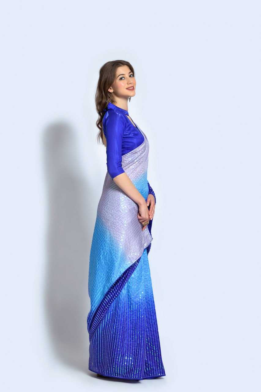 Vichitra Silk Saree with Sequin Embroidery