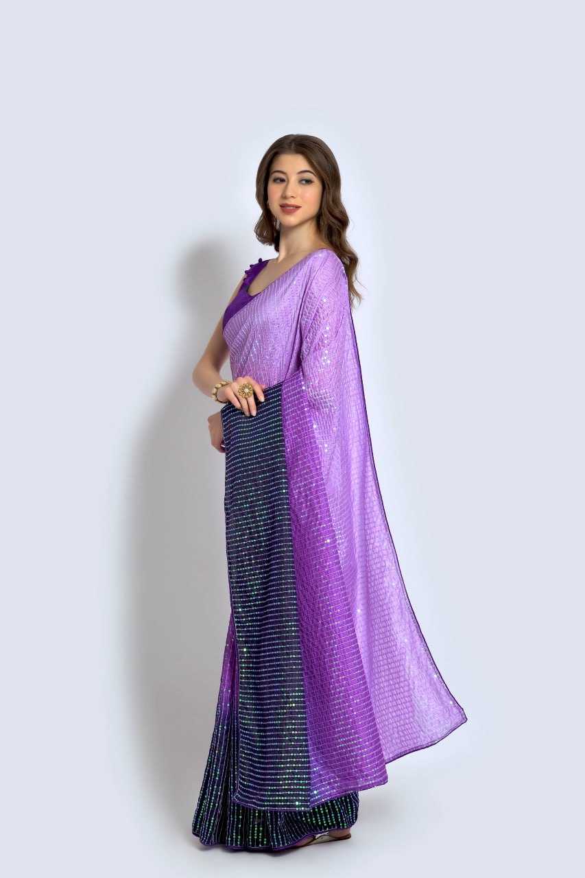 Vichitra Silk Saree with Sequin Embroidery
