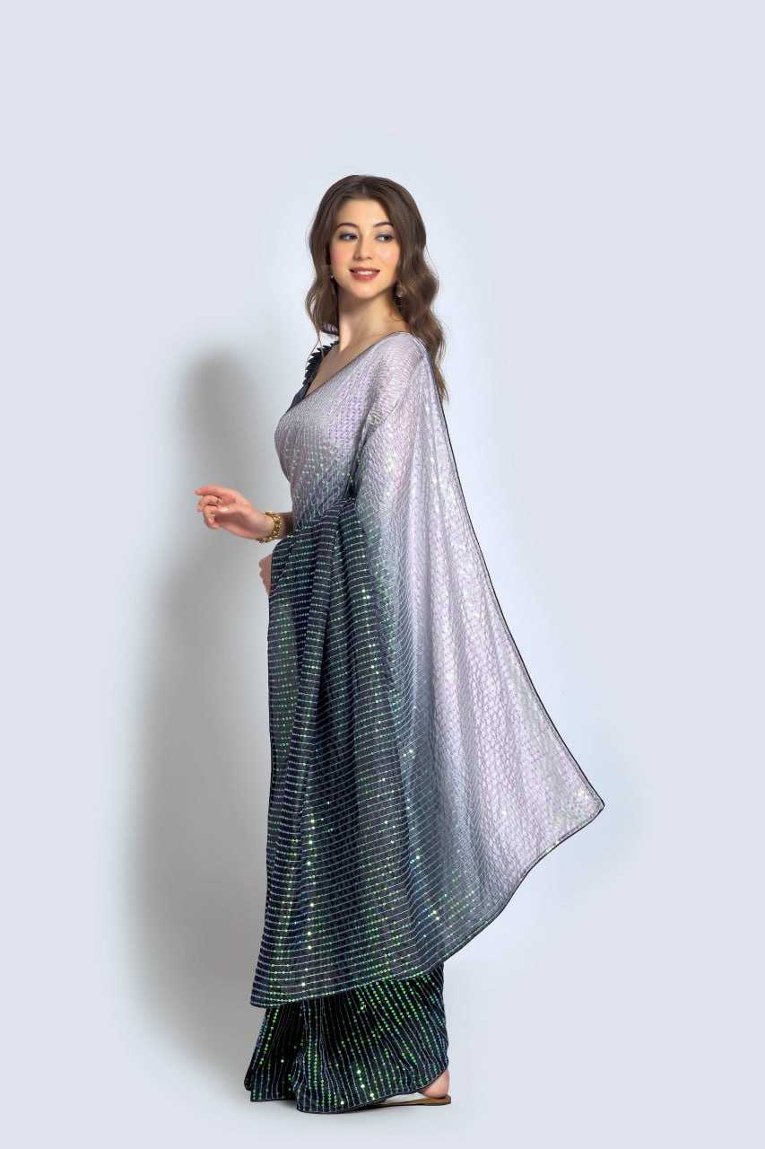 Vichitra Silk Saree with Sequin Embroidery