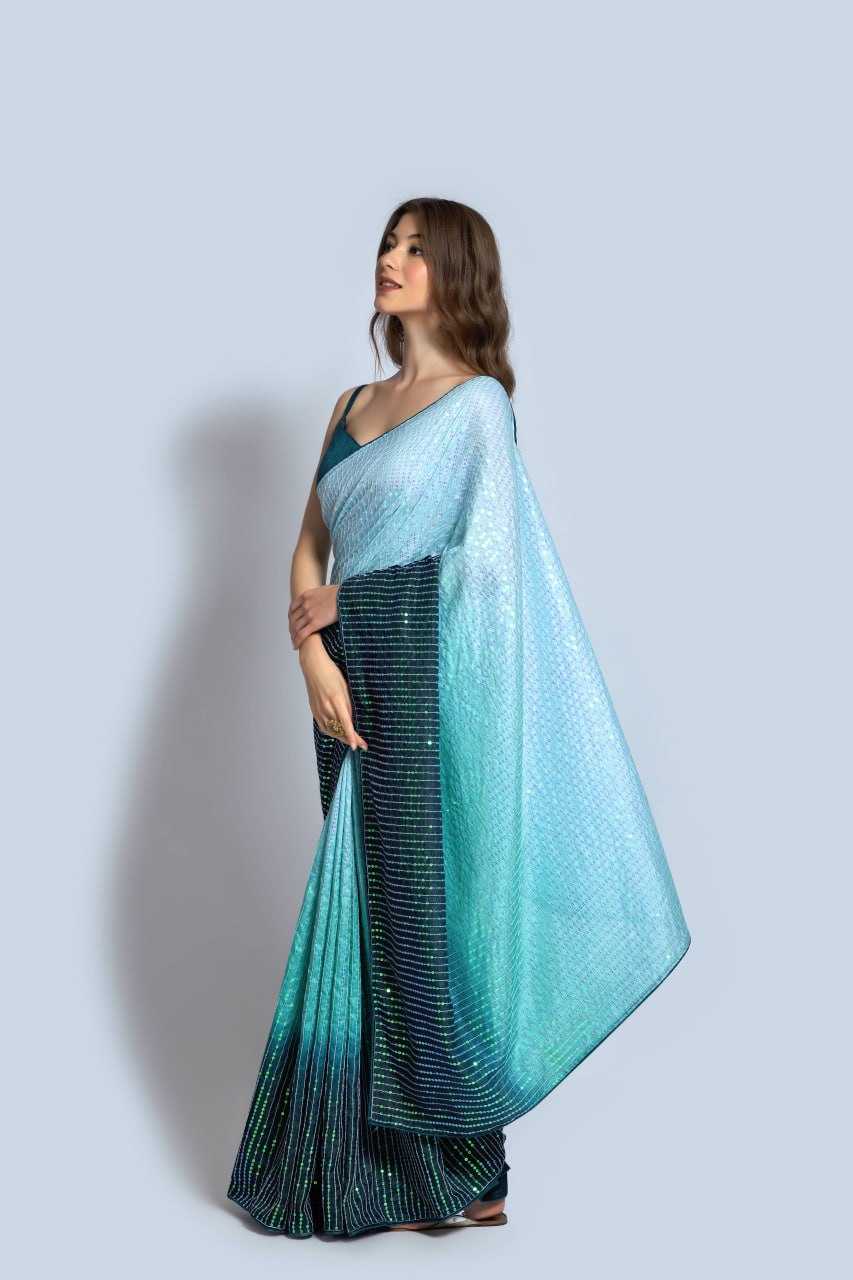 Vichitra Silk Saree with Sequin Embroidery