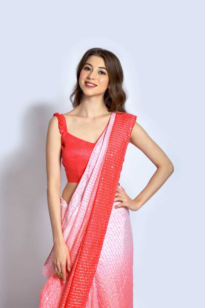 Vichitra Silk Saree with Sequin Embroidery