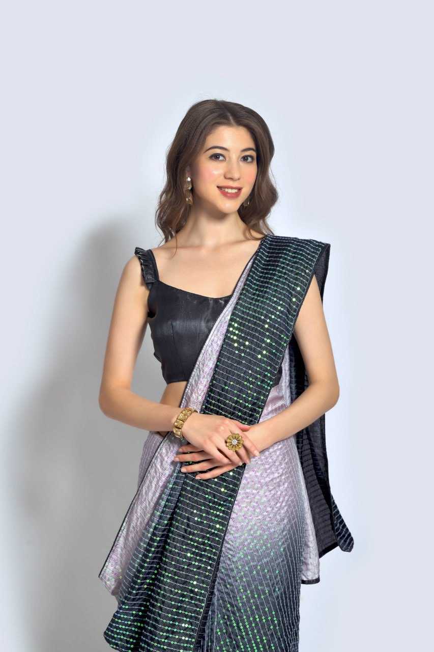 Vichitra Silk Saree with Sequin Embroidery
