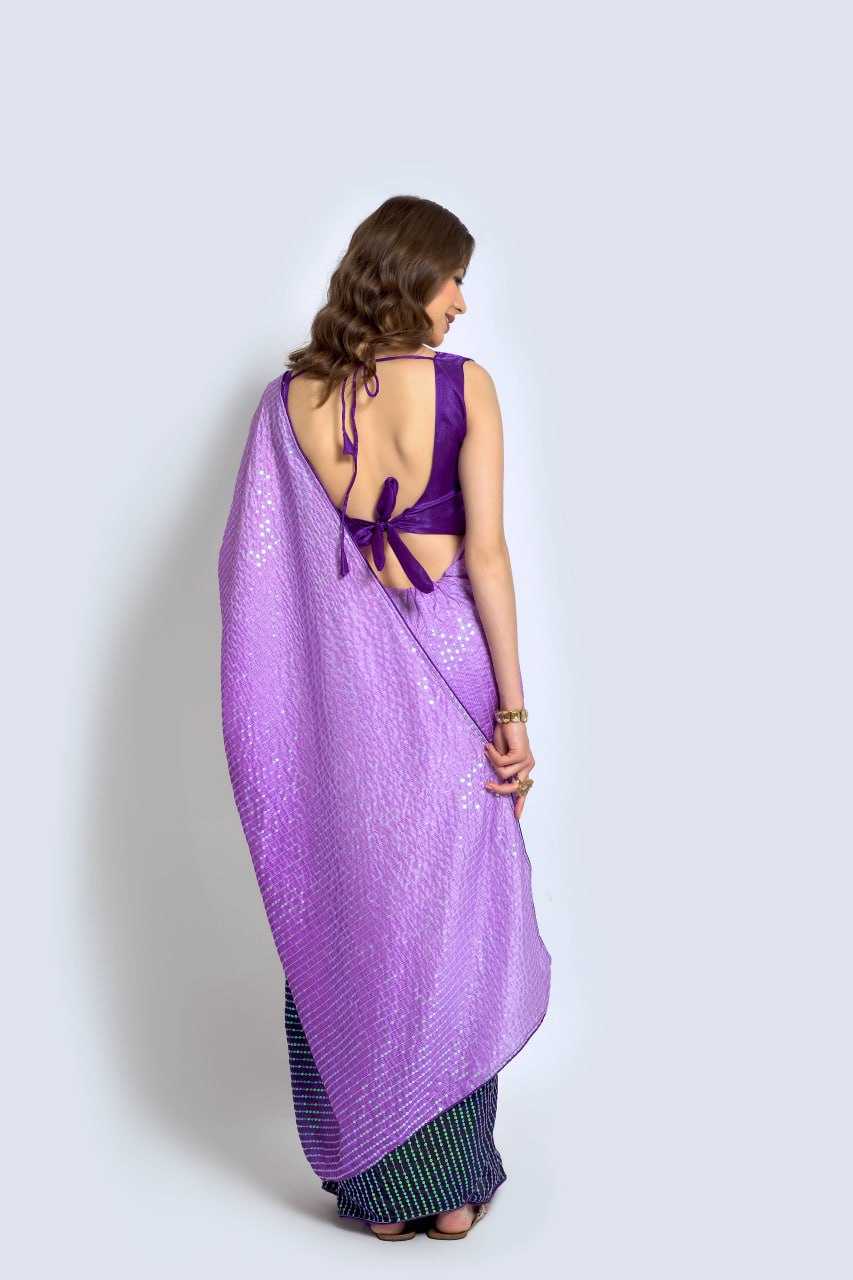 Vichitra Silk Saree with Sequin Embroidery