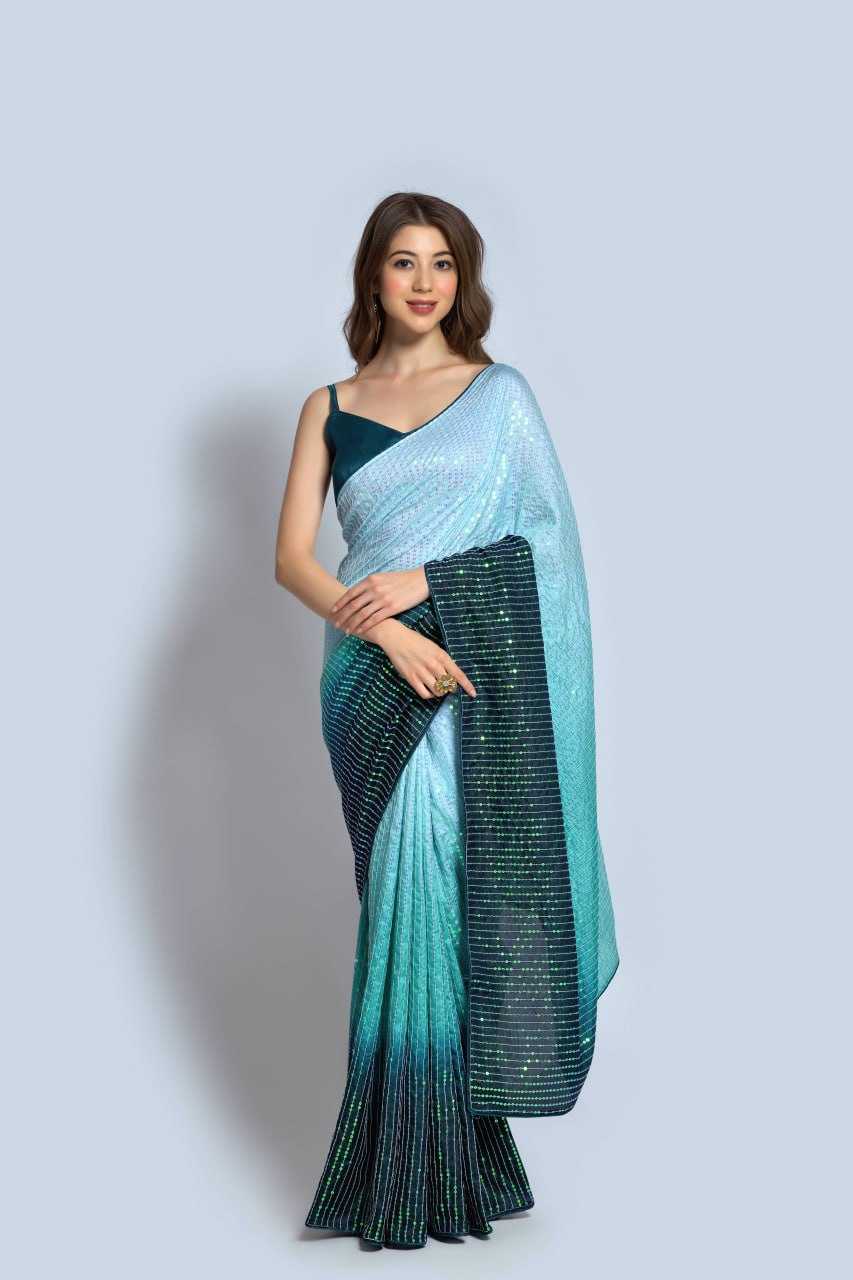 Vichitra Silk Saree with Sequin Embroidery
