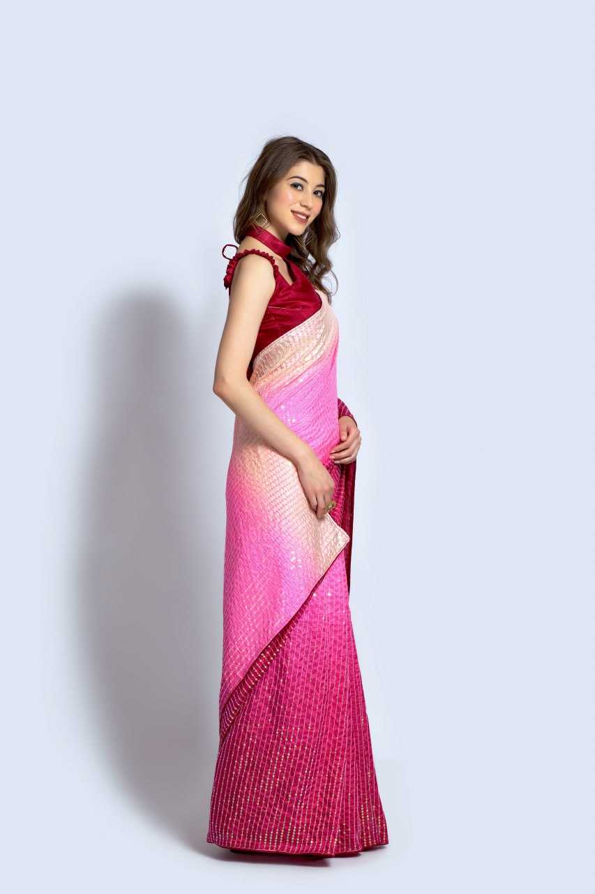 Vichitra Silk Saree with Sequin Embroidery