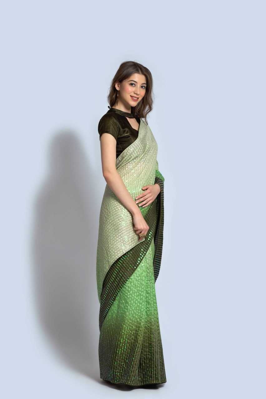Vichitra Silk Saree with Sequin Embroidery
