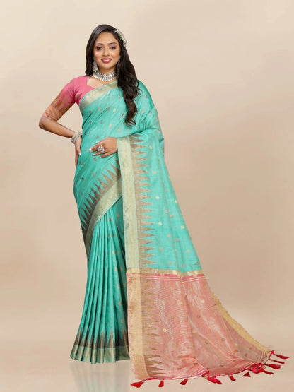 Soft Katan Silk Saree with Zari Weaving Design