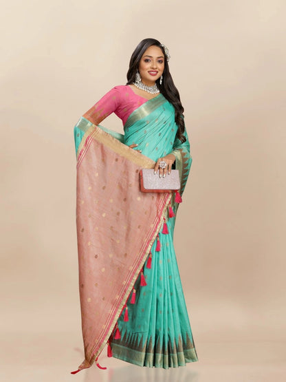 Soft Katan Silk Saree with Zari Weaving Design