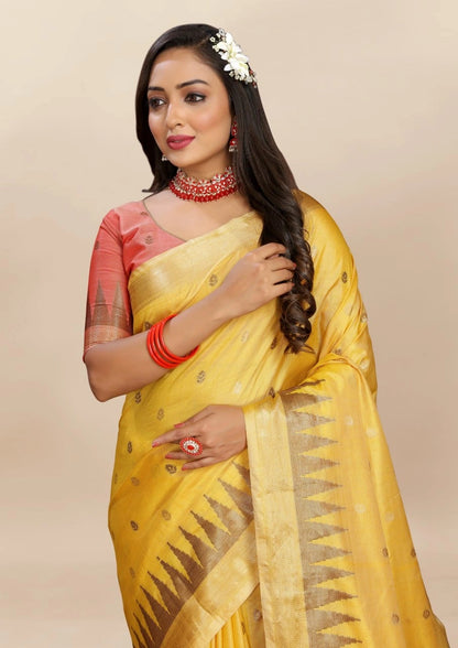 Soft Katan Silk Saree with Zari Weaving Design