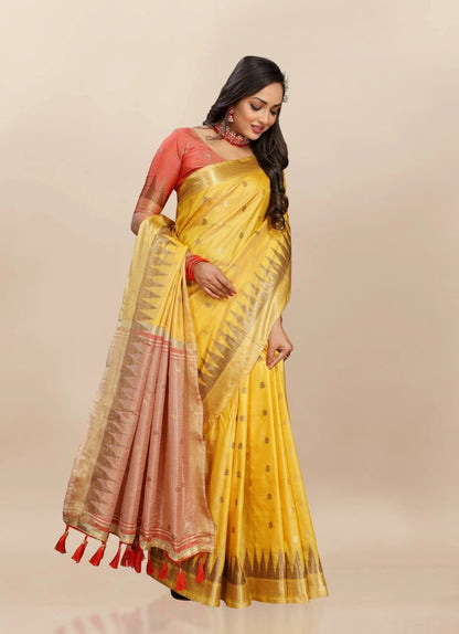 Soft Katan Silk Saree with Zari Weaving Design