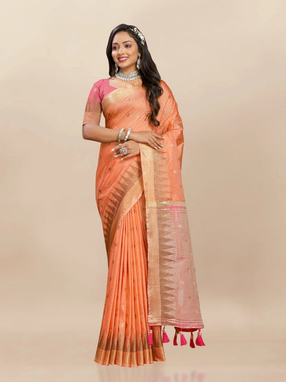 Soft Katan Silk Saree with Zari Weaving Design