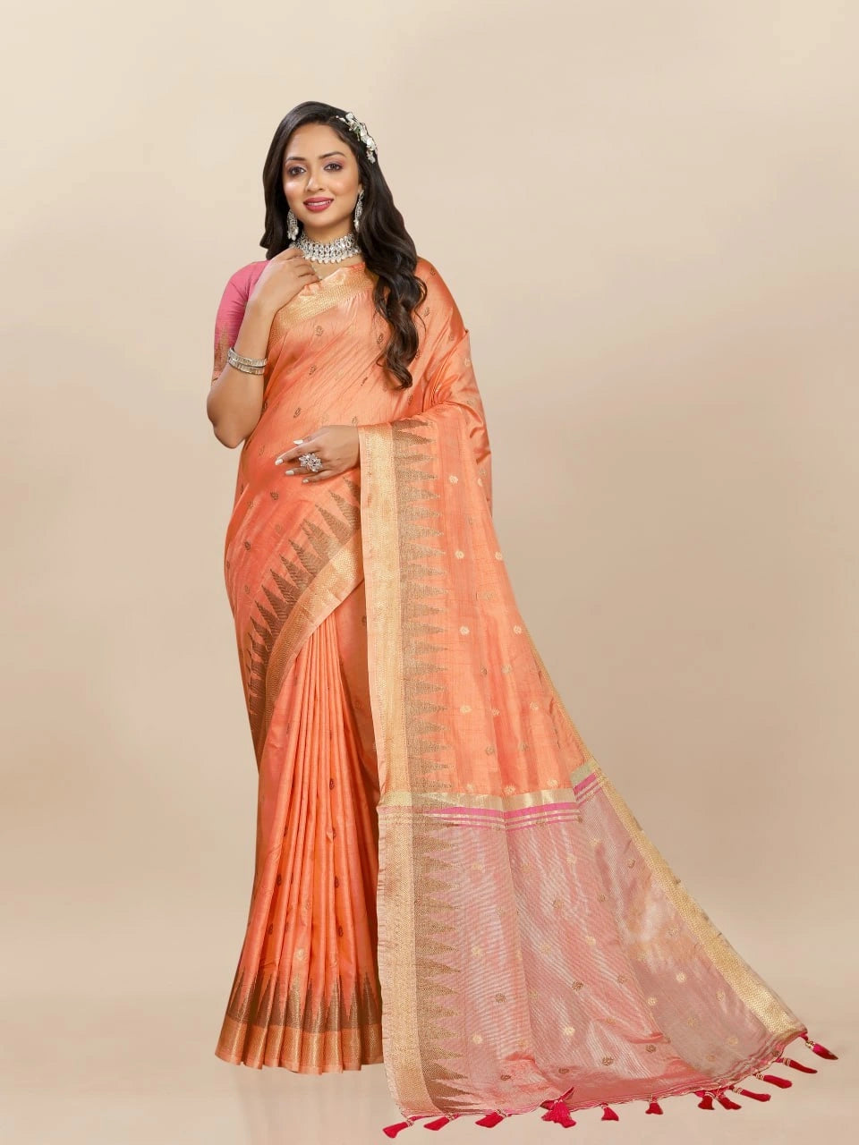 Soft Katan Silk Saree with Zari Weaving Design