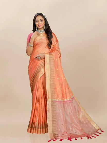 Soft Katan Silk Saree with Zari Weaving Design
