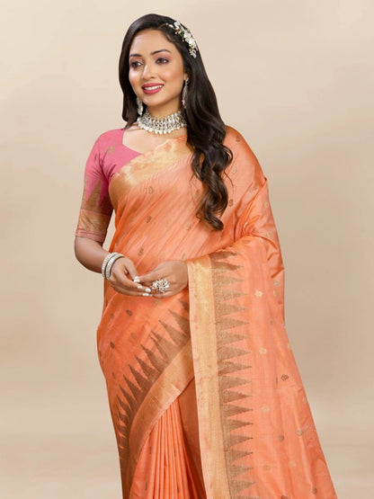 Soft Katan Silk Saree with Zari Weaving Design