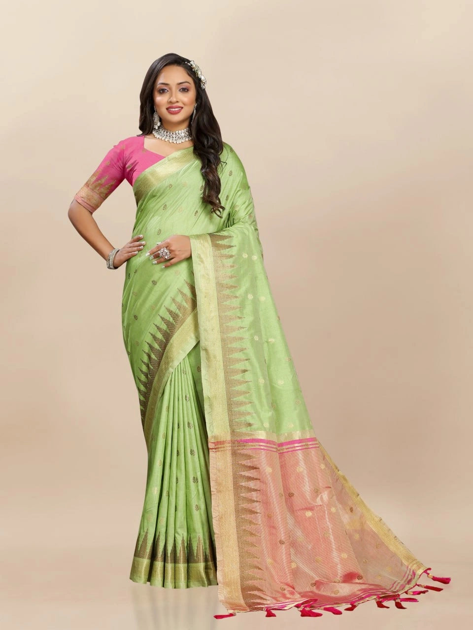 Soft Katan Silk Saree with Zari Weaving Design