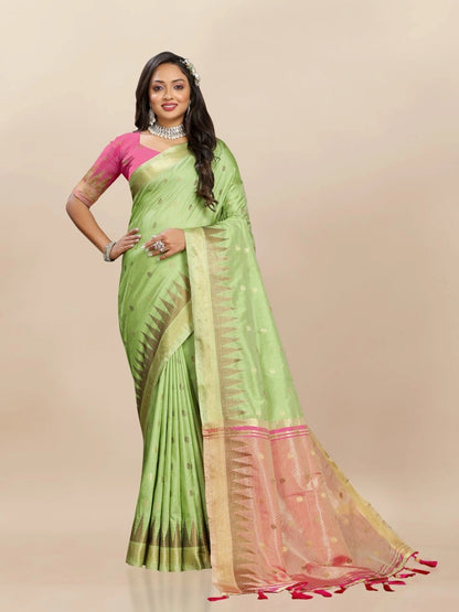 Soft Katan Silk Saree with Zari Weaving Design