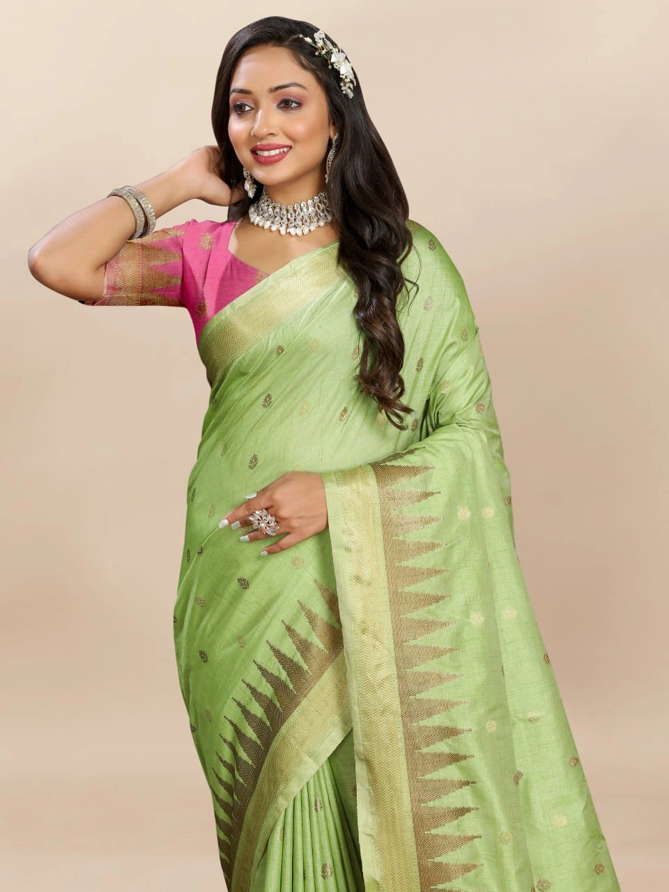Soft Katan Silk Saree with Zari Weaving Design