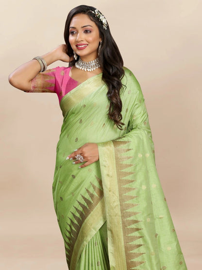 Soft Katan Silk Saree with Zari Weaving Design