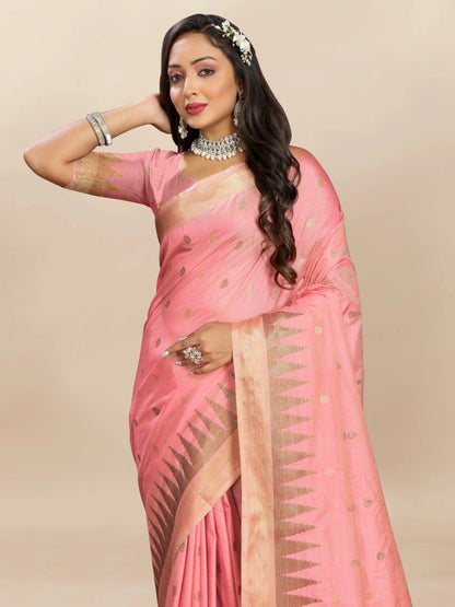 Soft Katan Silk Saree with Zari Weaving Design
