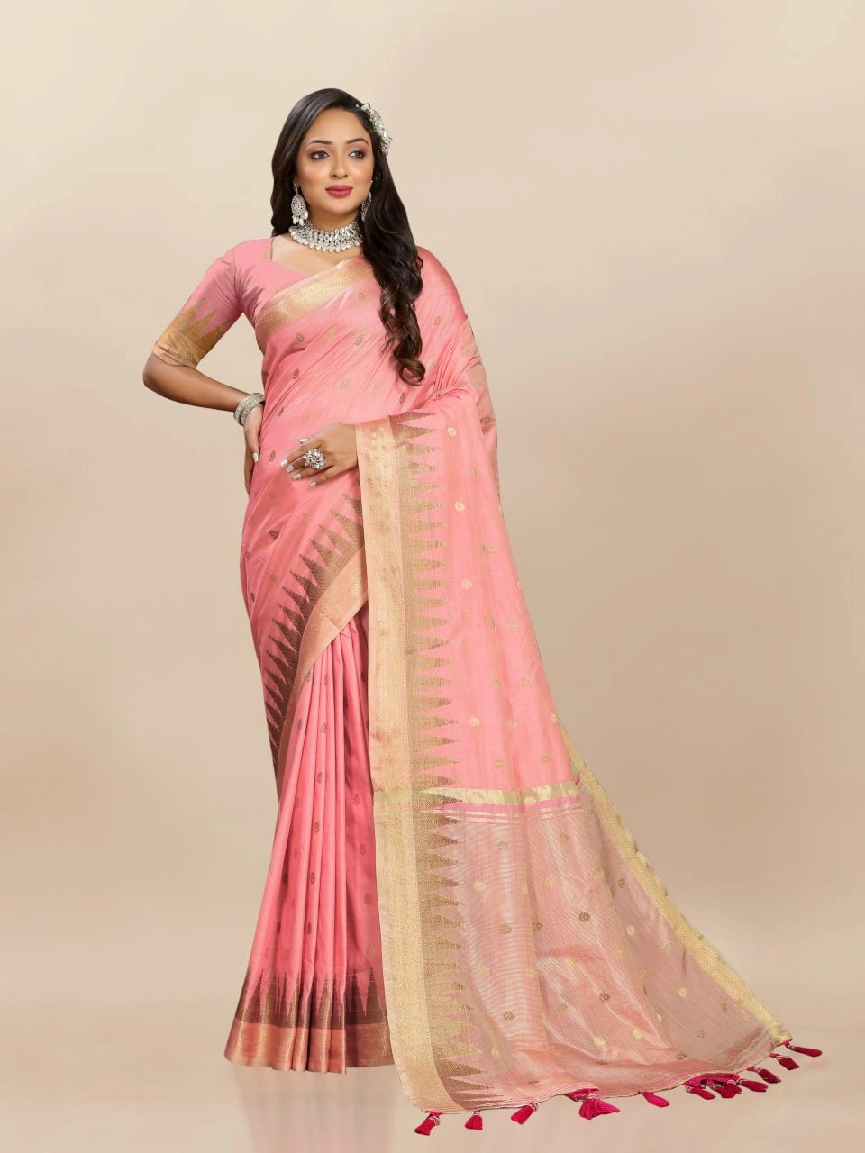 Soft Katan Silk Saree with Zari Weaving Design