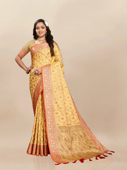 Soft Katan Silk Saree with Rich Zari Weaving Design