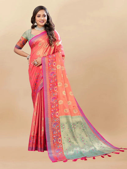 Soft Kanjivaram Silk Saree with Rich Zari Weaving and Tassel-Embellished Pallu