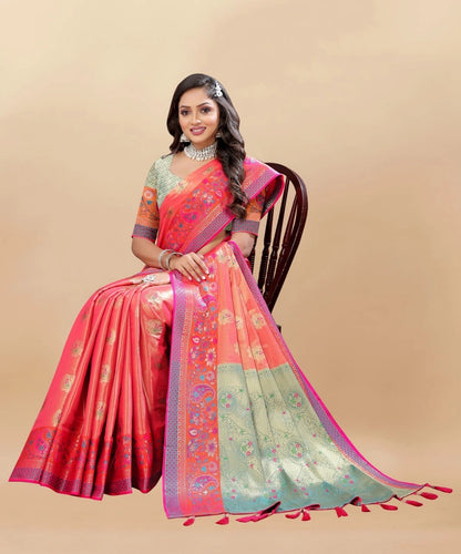 Soft Kanjivaram Silk Saree with Rich Zari Weaving and Tassel-Embellished Pallu