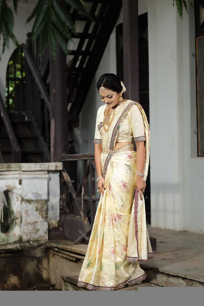 Cream Dola Silk Saree