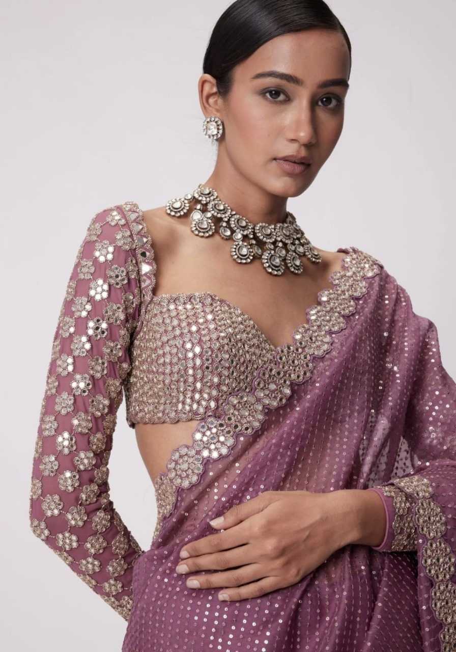 Soft Georgette Saree With Embroidery Sequence