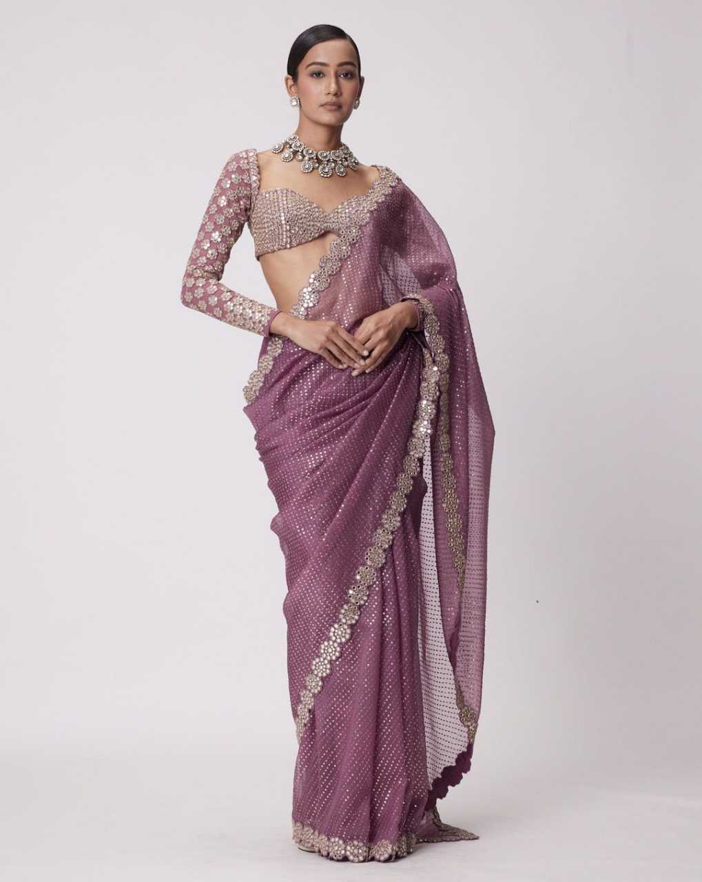Soft Georgette Saree With Embroidery Sequence