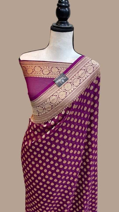 Traditional Pure Soft Khadi Georgette Silk Saree With Rich Zari Wooven Pallu