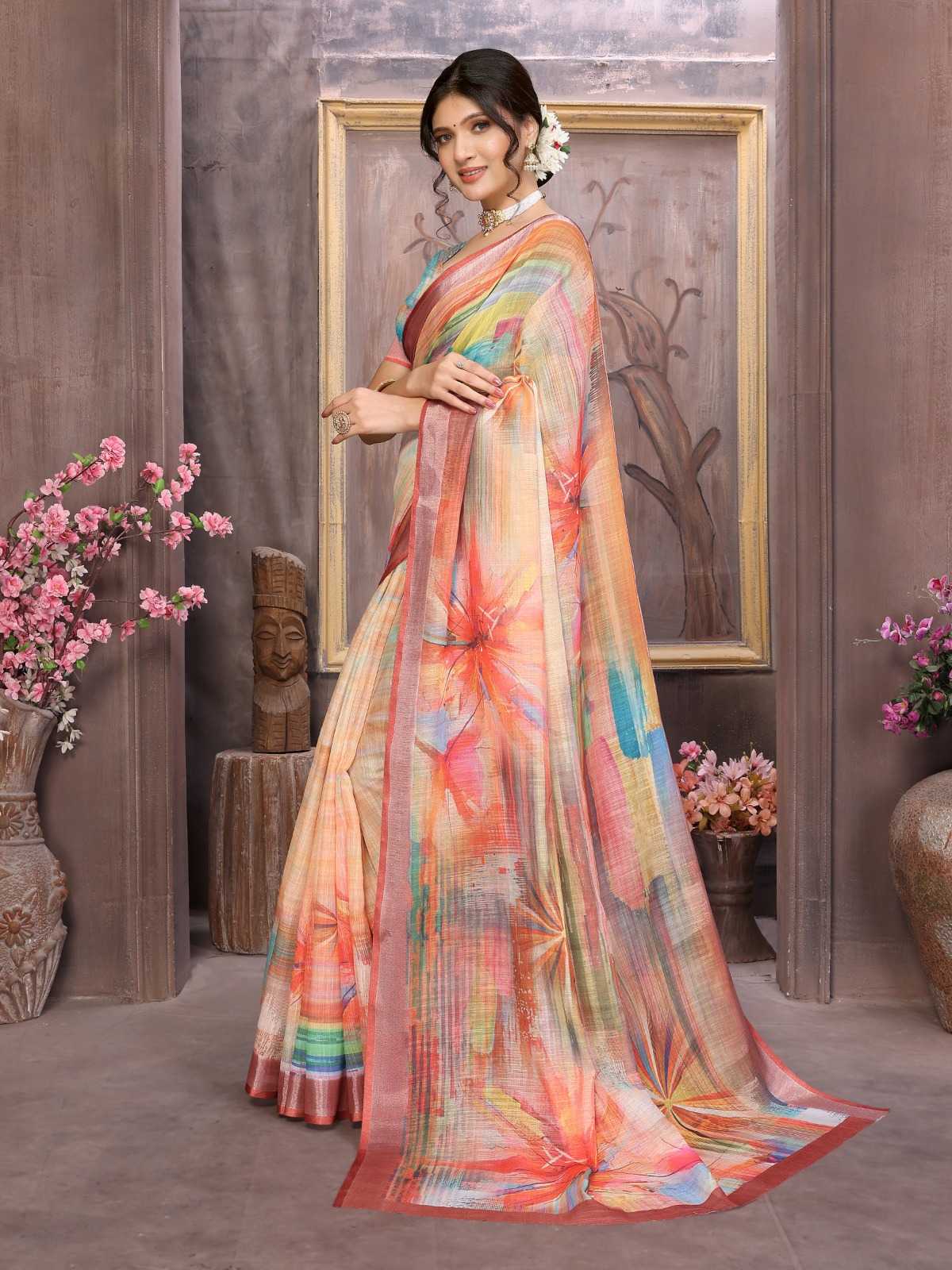 Stylish Linen Saree