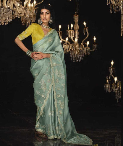 Elegant Organza Saree with Sequence Cutwork