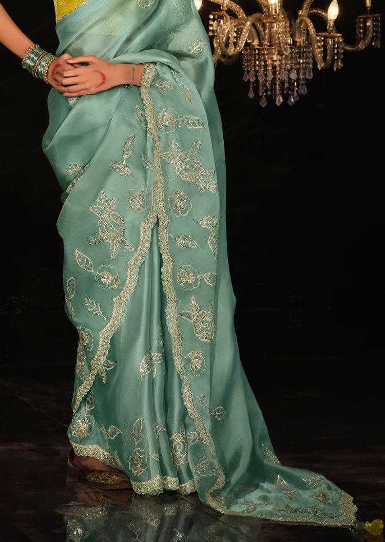 Elegant Organza Saree with Sequence Cutwork