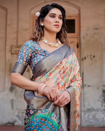 Elegant Brown Pure Silk Saree