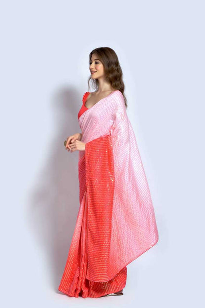 Vichitra Silk Saree with Sequin Embroidery